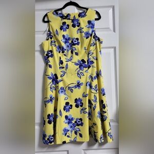 ❤️AGB - Womens Floral Yellow and Blue Sleeveless A- Line Dress- Size 16